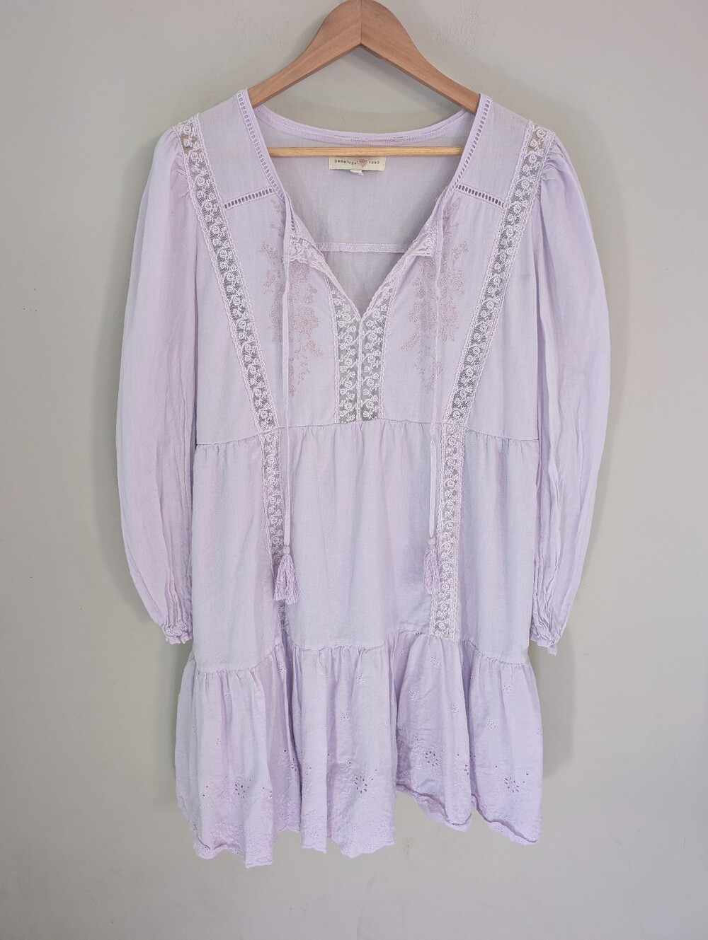 Penelope Rose Lavender Purple Boho Tiered Dress Size XL